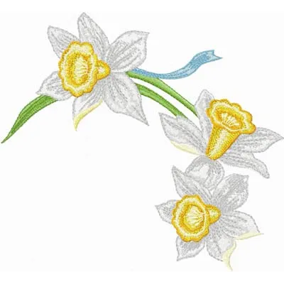 Daffodil 1 embroidery design showcasing a vibrant floral motif, ideal for embellishing various fabric items.