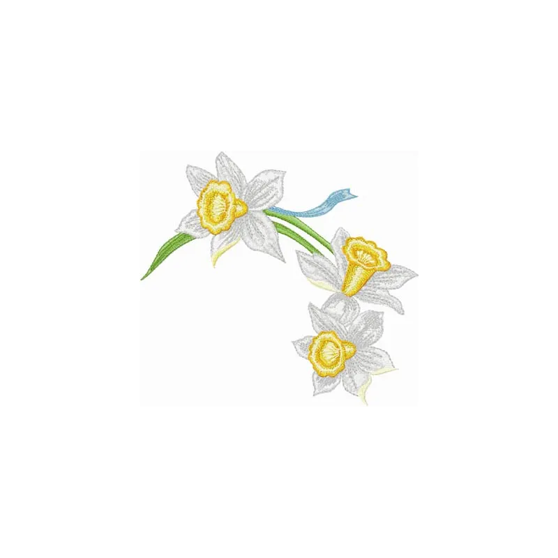 Daffodil 1 embroidery design showcasing a vibrant floral motif, ideal for embellishing various fabric items.