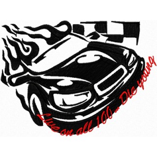 Tribal Racing - Live on all 100...Die Young embroidery design - Embroidery Design
