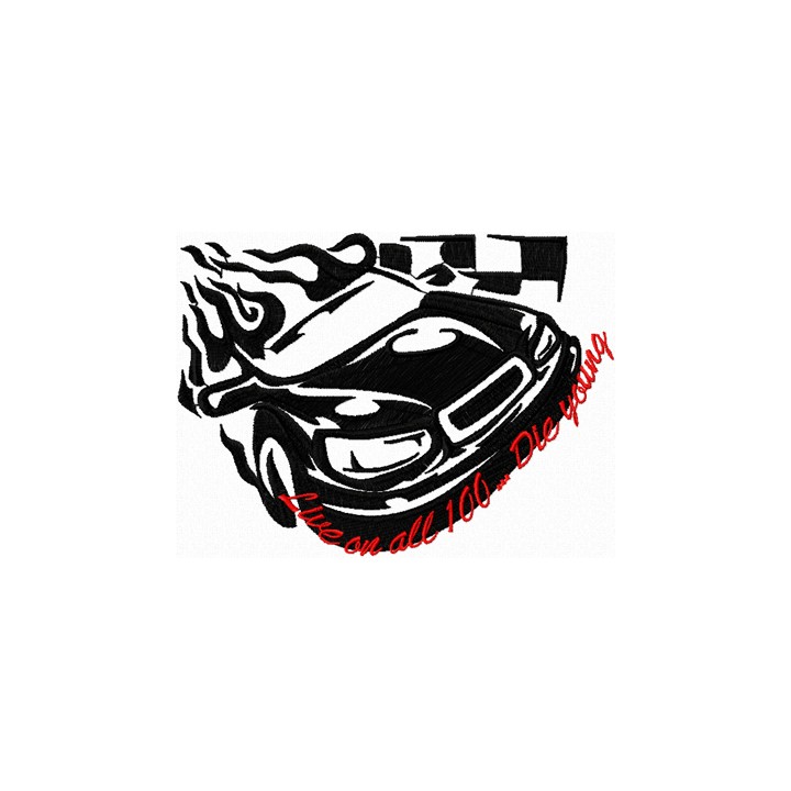 Tribal Racing - Live on all 100...Die Young embroidery design - Embroidery Design