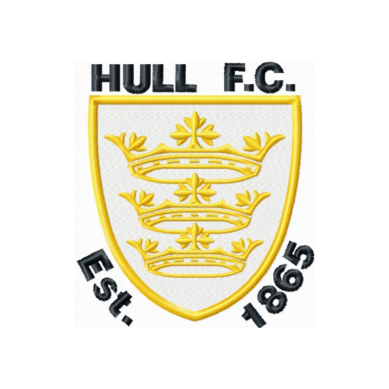 Hull City AFC logo embroidery design for rugby, showcasing intricate stitching details and vibrant colors.