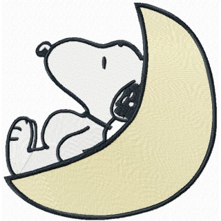Snoopy and moon embroidery design - Embroidery Design