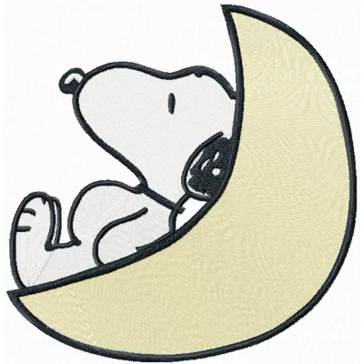 Snoopy and moon embroidery design showcasing a playful stitched motif for creative projects.