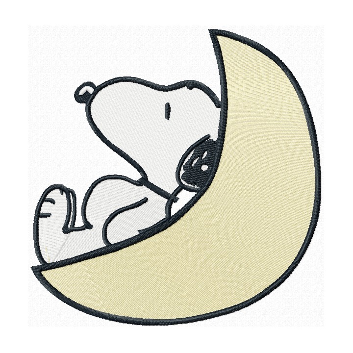 Snoopy and moon embroidery design - Embroidery Design