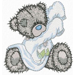 Teddy Bear getting ready for bed embroidery design - Embroidery Design