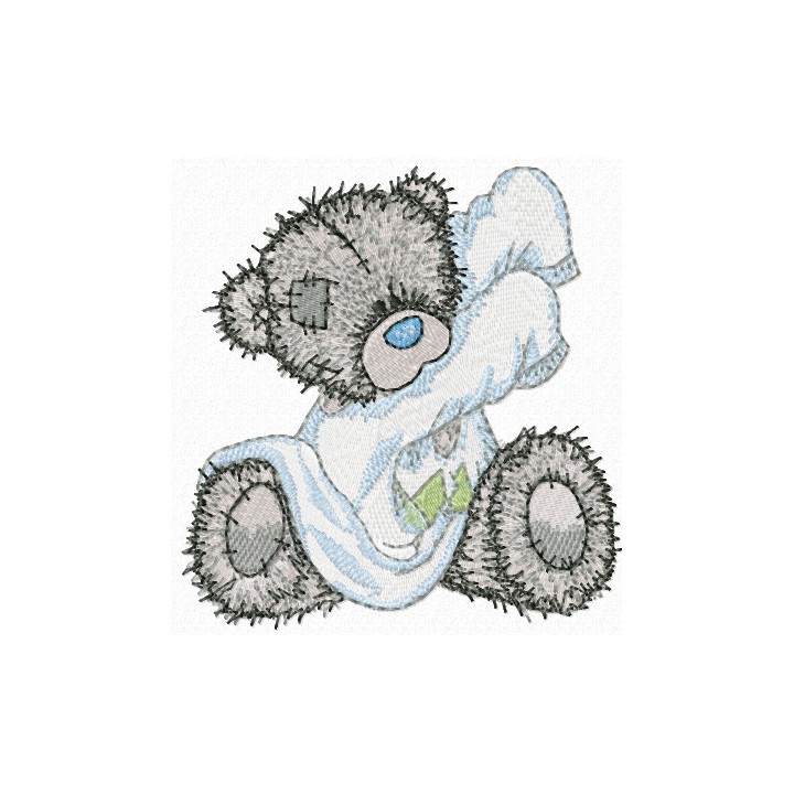 Teddy Bear getting ready for bed embroidery design - Embroidery Design