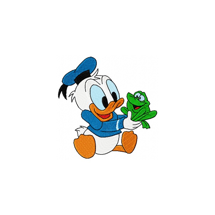 Little Duck with a frog embroidery design - Embroidery Design