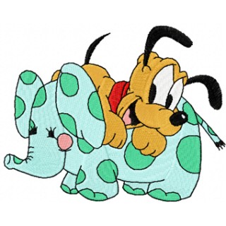 Pluto with soft toy embroidery design - Embroidery Design