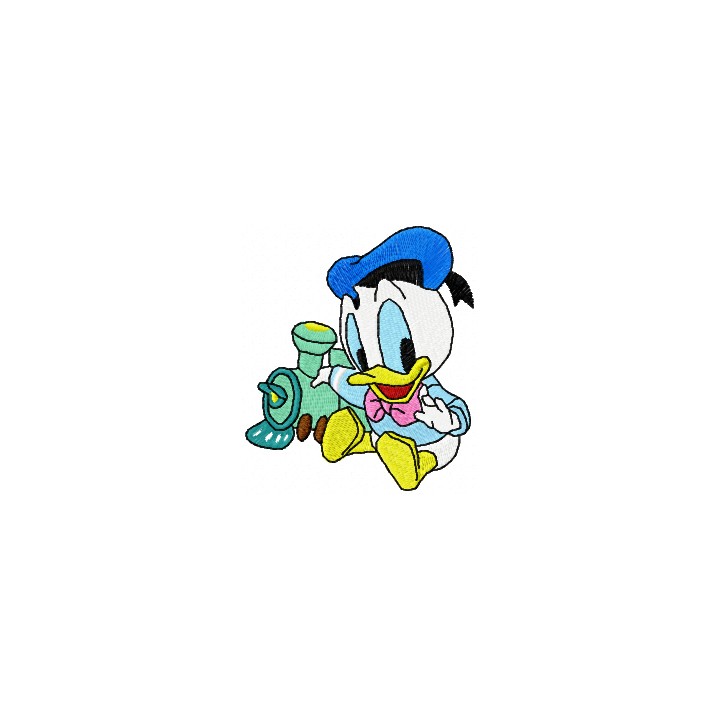 Donald Duck with train toy embroidery design - Embroidery Design