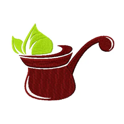 Coffeemaker embroidery design showcasing a detailed kitchen motif for creative stitching projects.