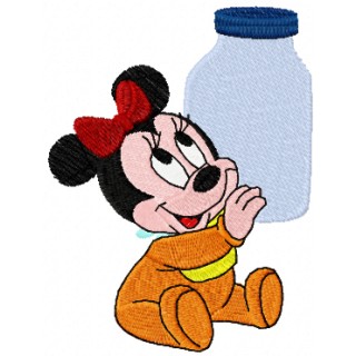 Mini Minnie with a bottle of milk embroidery design - Embroidery Design
