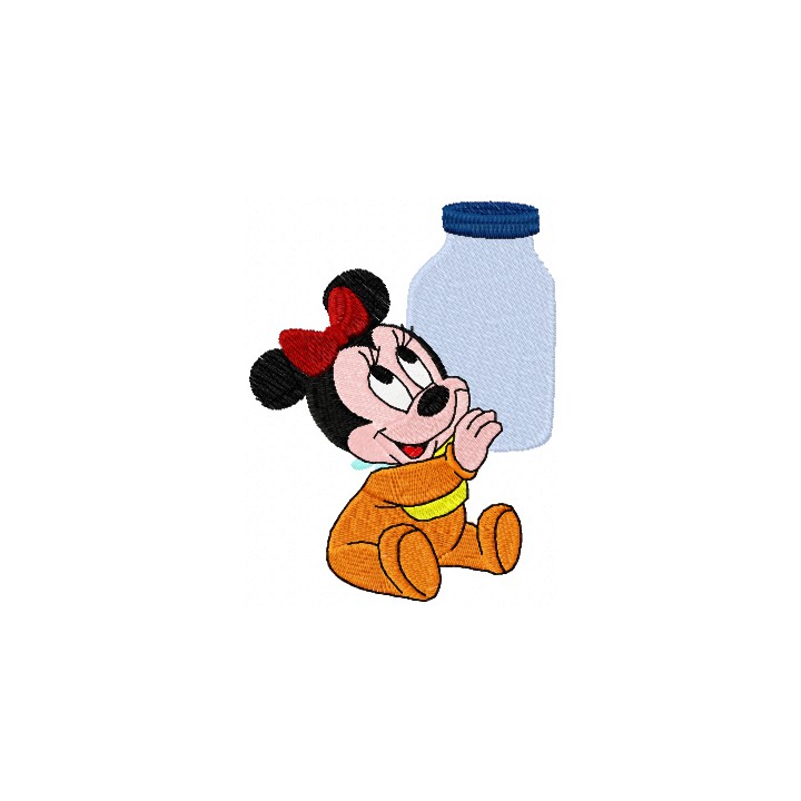 Mini Minnie with a bottle of milk embroidery design - Embroidery Design