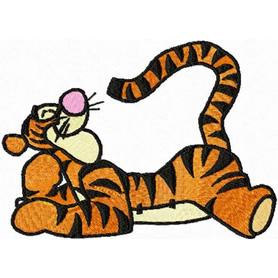 Tigger Resting embroidery design featuring a playful cartoon motif, ideal for stitching on t-shirts or baby onesies.