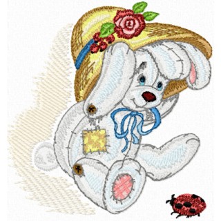 Bunny with Small Bug embroidery design - Embroidery Design