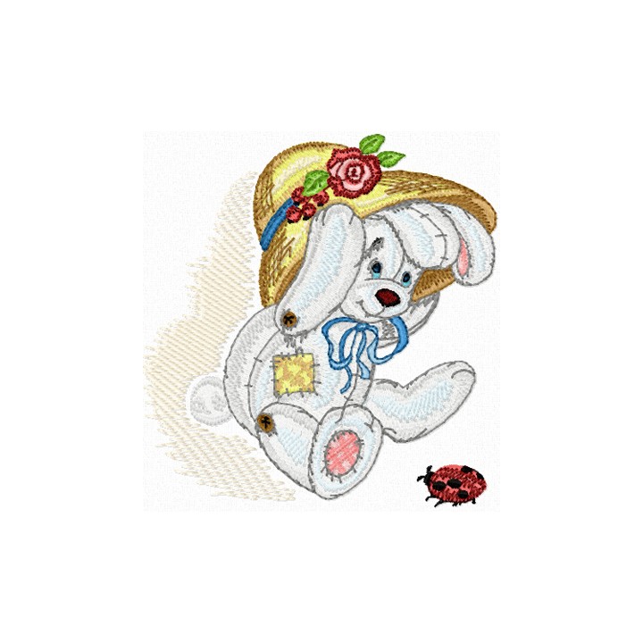 Bunny with Small Bug embroidery design - Embroidery Design