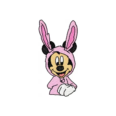 Easter bunny Mickey Mouse embroidery design featuring a playful bunny character with Mickey ears.