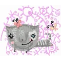 Flying Cat embroidery design showcasing a whimsical feline in mid-air, perfect for creative stitching projects.