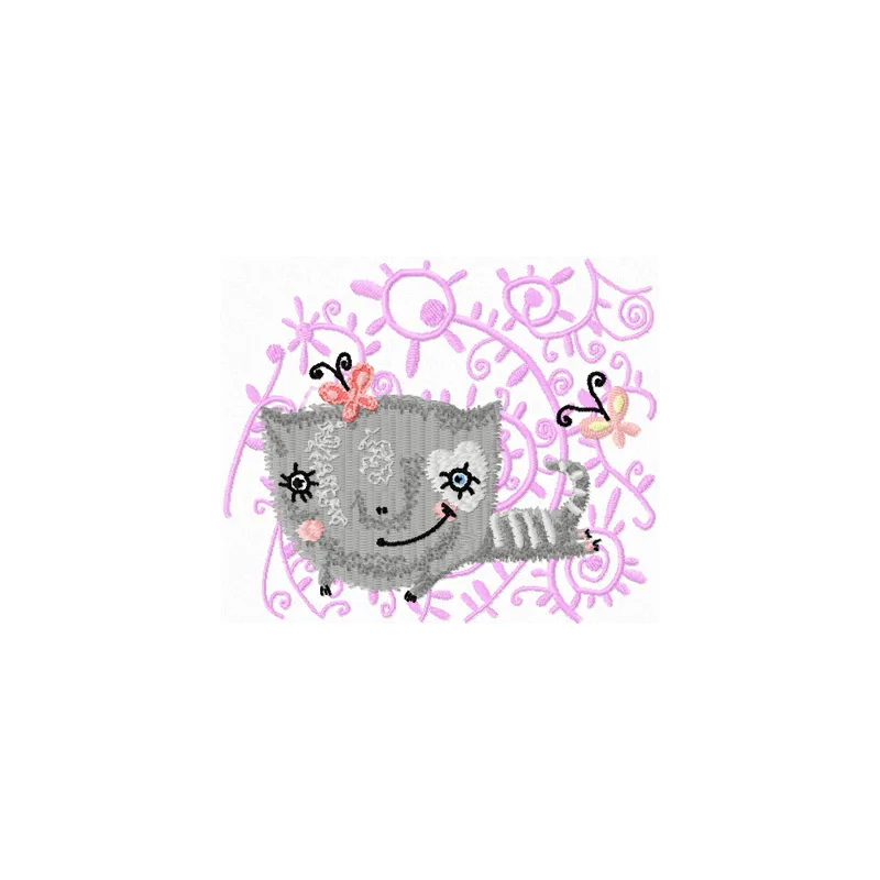 Flying Cat embroidery design showcasing a whimsical feline in mid-air, perfect for creative stitching projects.