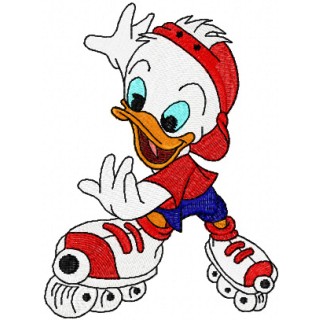 Duck roller skating embroidery design - Embroidery Design