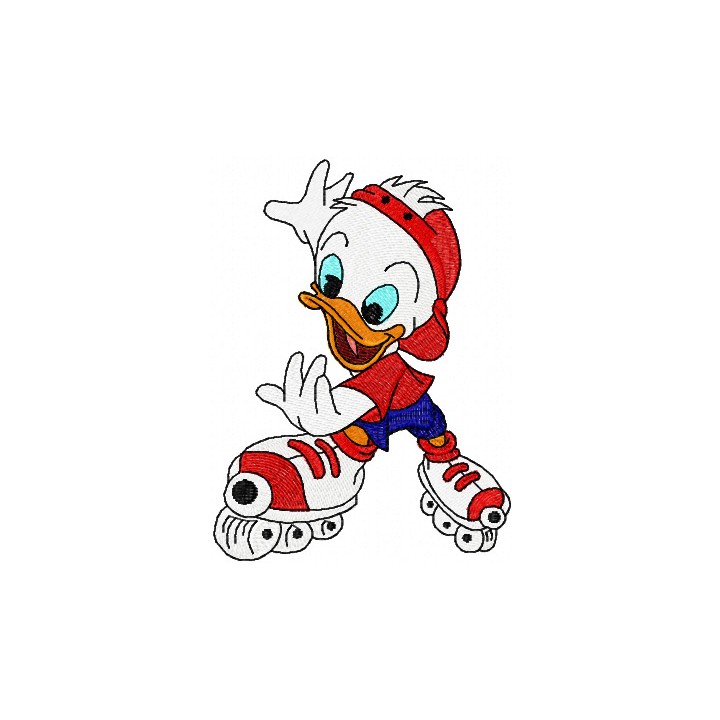 Duck roller skating embroidery design - Embroidery Design