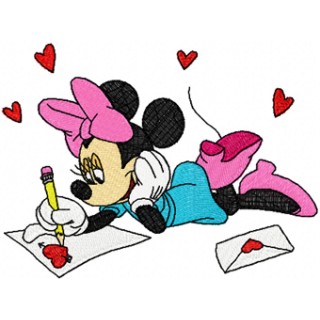 Minnie Mouse write Valentine*s day letter embroidery design - Embroidery Design