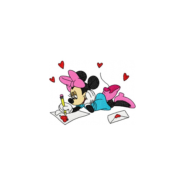 Minnie Mouse write Valentine*s day letter embroidery design - Embroidery Design
