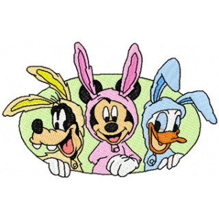 Easter bunnies Goofy, Mickey, Duck embroidery design - Embroidery Design