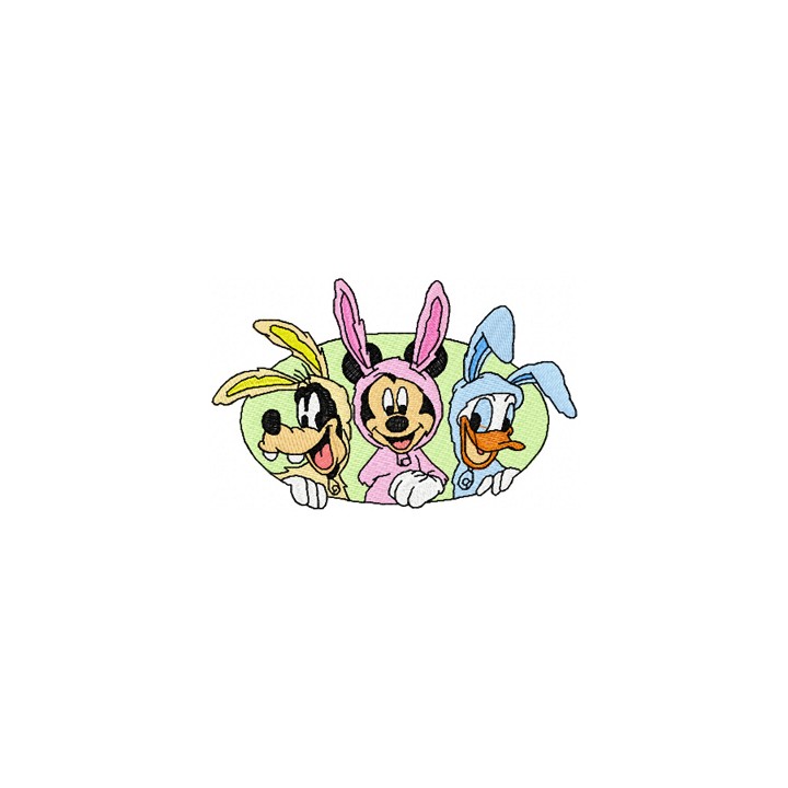 Easter bunnies Goofy, Mickey, Duck embroidery design - Embroidery Design