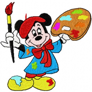 Mickey Mouse painter embroidery design - Embroidery Design