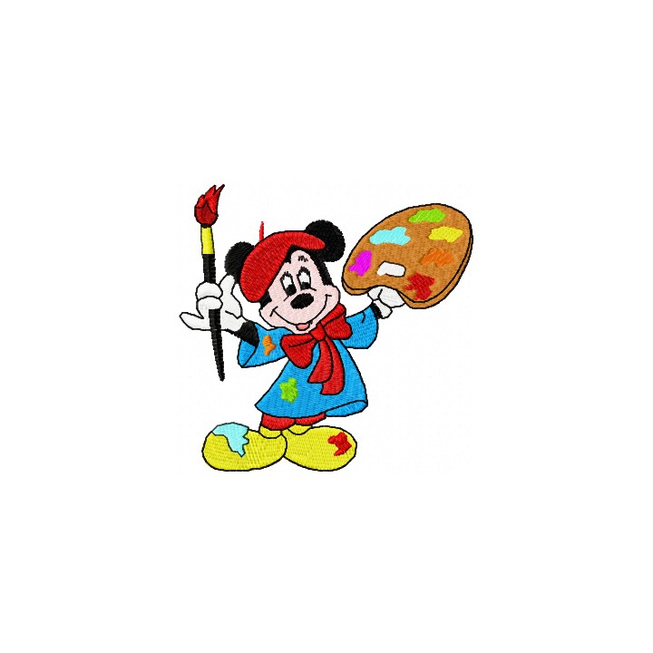 Mickey Mouse painter embroidery design - Embroidery Design