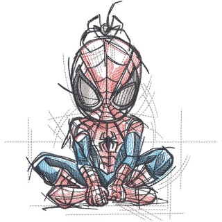 Sitting Spiderman and spider embroidery design - Embroidery Design