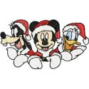Mickey Mouse, Goofy, and Donald Duck embroidery design preview showcasing vibrant characters for creative stitching.