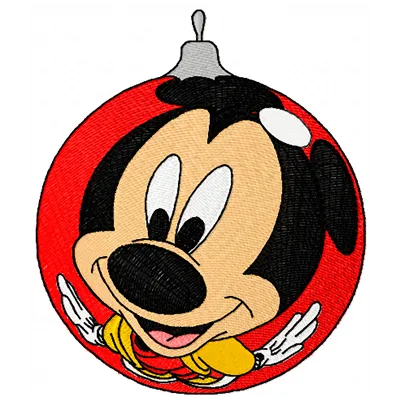 Mickey Mouse Christmas Ball embroidery design for festive stitching on holiday apparel and décor.