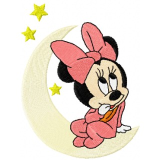 Minnie Mouse and moon embroidery design - Embroidery Design