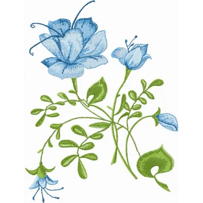 Preview of a blue rose embroidery design featuring intricate floral details for creative stitching projects.