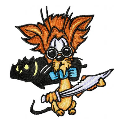Preview of the Funny Caribbean Cat embroidery design, showcasing a whimsical feline in vibrant colors.