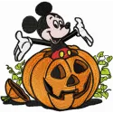 Mickey Mouse Halloween embroidery design featuring a playful Mickey in a spooky setting, ideal for festive projects.