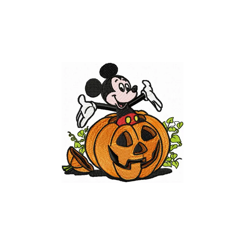 Mickey Mouse Halloween embroidery design featuring a playful Mickey in a spooky setting, ideal for festive projects.