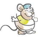 A colorful Mouse Gus embroidery design featuring a cheerful cartoon mouse with big ears and a playful smile.