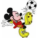 Mickey Mouse-inspired soccer embroidery design preview, showcasing a fun and playful stitching pattern.