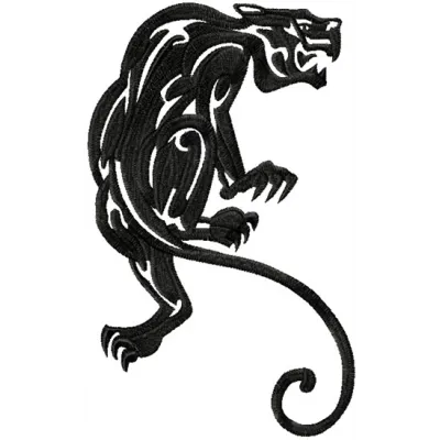 Tribal Jaguar embroidery design featuring intricate patterns, ideal for embellishing apparel and accessories.