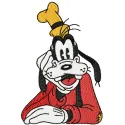 Goofy embroidery design featuring a playful character, perfect for stitching on t-shirts or tote bags.