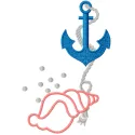 Shell and Anchor embroidery design featuring intricate stitching patterns inspired by the sea and ocean.
