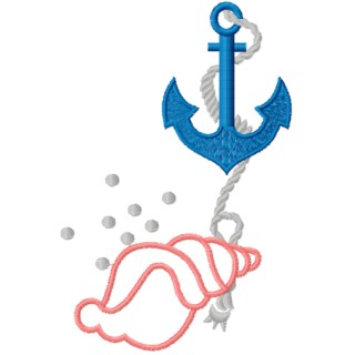 Shell and Anchor  embroidery design - Embroidery Design