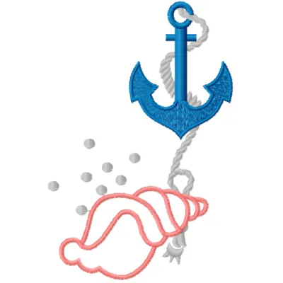 Shell and Anchor embroidery design featuring intricate stitching patterns inspired by the sea and ocean.