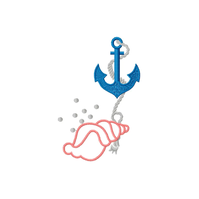 Shell and Anchor embroidery design featuring intricate stitching patterns inspired by the sea and ocean.
