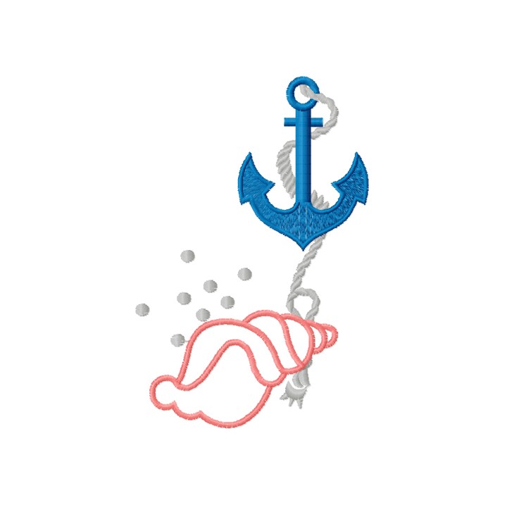 Shell and Anchor  embroidery design - Embroidery Design