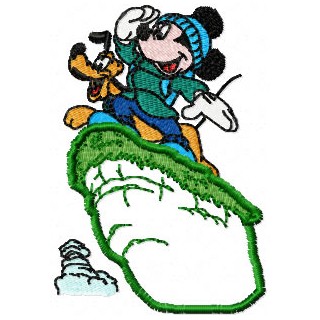 Mickey Mouse and Pluto embroidery design - Embroidery Design