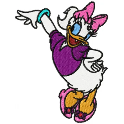 Daisy Duck embroidery design featuring a cheerful character from Duck Tales, ideal for stitching on apparel and accessories.