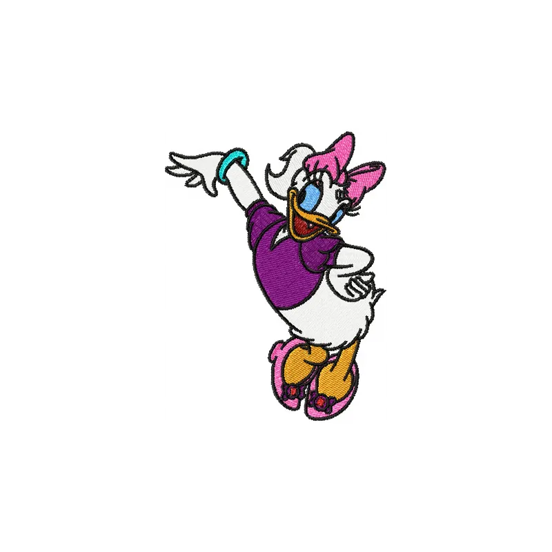 Daisy Duck embroidery design featuring a cheerful character from Duck Tales, ideal for stitching on apparel and accessories.
